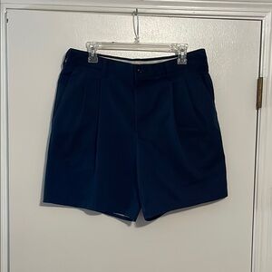 Navy Blue Flat Front Tailored Shorts